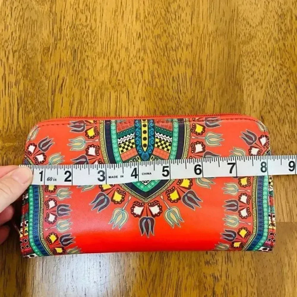 Dashiki Print Zip Around Wallet Clutch Tribal Boho Festival Ethnic Travel Bag - Picture 11 of 12